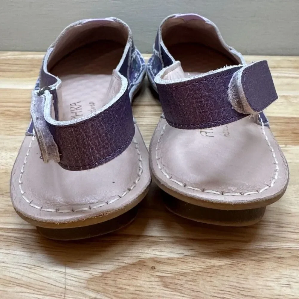 Anuschka Hand-painted Leather Adjustable Slingback Flats Women's EU Sz 39 US 8.5